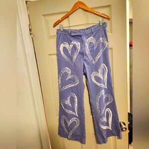 Heart Detail Wide Legged Flared Pants